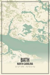 Retro US city map of Bath, North Carolina. Vintage street map.