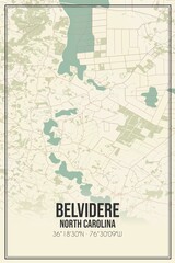 Retro US city map of Belvidere, North Carolina. Vintage street map.