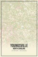 Retro US city map of Youngsville, North Carolina. Vintage street map.