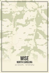 Retro US city map of Wise, North Carolina. Vintage street map.