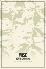 Fototapeta premium Retro US city map of Wise, North Carolina. Vintage street map.