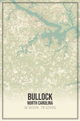 Retro US city map of Bullock, North Carolina. Vintage street map.