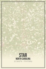 Retro US city map of Star, North Carolina. Vintage street map.