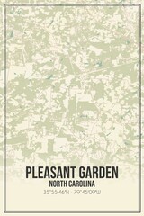 Retro US city map of Pleasant Garden, North Carolina. Vintage street map.