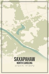 Retro US city map of Saxapahaw, North Carolina. Vintage street map.