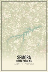 Retro US city map of Semora, North Carolina. Vintage street map.