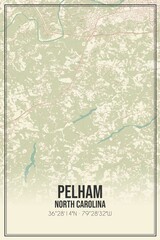 Retro US city map of Pelham, North Carolina. Vintage street map.