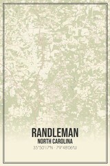 Retro US city map of Randleman, North Carolina. Vintage street map.