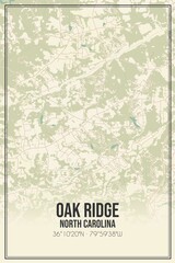 Retro US city map of Oak Ridge, North Carolina. Vintage street map.