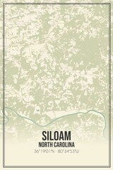 Retro US city map of Siloam, North Carolina. Vintage street map.