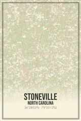 Retro US city map of Stoneville, North Carolina. Vintage street map.