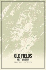 Retro US city map of Old Fields, West Virginia. Vintage street map.