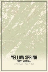 Retro US city map of Yellow Spring, West Virginia. Vintage street map.