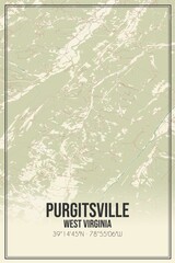 Retro US city map of Purgitsville, West Virginia. Vintage street map.