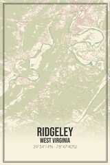 Retro US city map of Ridgeley, West Virginia. Vintage street map.