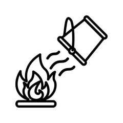 Water bucket extinguishing a fire