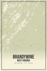 Retro US city map of Brandywine, West Virginia. Vintage street map.