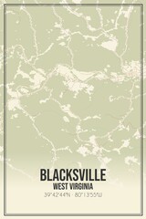 Retro US city map of Blacksville, West Virginia. Vintage street map.