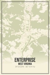 Retro US city map of Enterprise, West Virginia. Vintage street map.