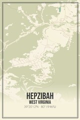 Retro US city map of Hepzibah, West Virginia. Vintage street map.