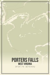 Retro US city map of Porters Falls, West Virginia. Vintage street map.