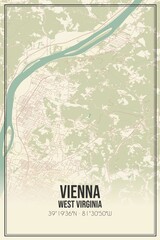 Retro US city map of Vienna, West Virginia. Vintage street map.