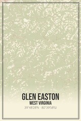 Retro US city map of Glen Easton, West Virginia. Vintage street map.