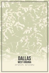 Retro US city map of Dallas, West Virginia. Vintage street map.
