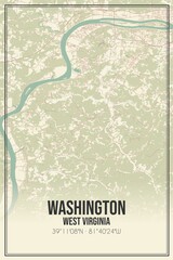 Retro US city map of Washington, West Virginia. Vintage street map.
