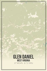Retro US city map of Glen Daniel, West Virginia. Vintage street map.