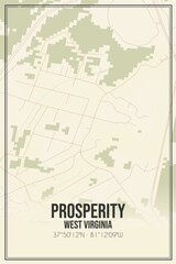Retro US city map of Prosperity, West Virginia. Vintage street map.