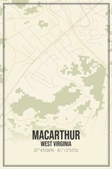 Retro US city map of MacArthur, West Virginia. Vintage street map.