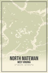 Retro US city map of North Matewan, West Virginia. Vintage street map.