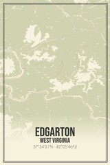 Retro US city map of Edgarton, West Virginia. Vintage street map.
