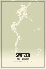 Obraz premium Retro US city map of Switzer, West Virginia. Vintage street map.