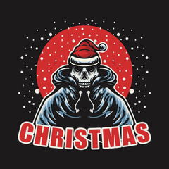 Grim Reaper Christmas Logo Vector Illustration