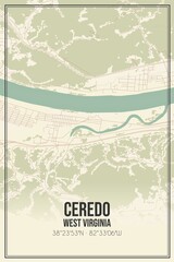 Retro US city map of Ceredo, West Virginia. Vintage street map.