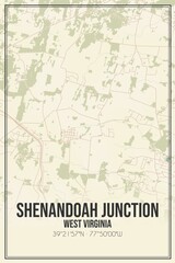 Retro US city map of Shenandoah Junction, West Virginia. Vintage street map.