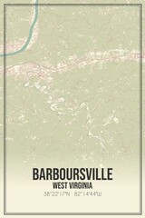 Retro US city map of Barboursville, West Virginia. Vintage street map.