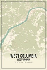 Retro US city map of West Columbia, West Virginia. Vintage street map.