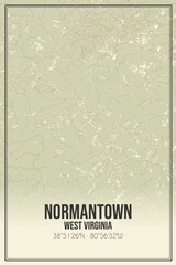 Retro US city map of Normantown, West Virginia. Vintage street map.