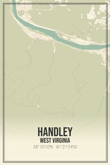 Retro US city map of Handley, West Virginia. Vintage street map.