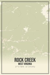 Retro US city map of Rock Creek, West Virginia. Vintage street map.