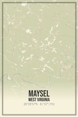 Retro US city map of Maysel, West Virginia. Vintage street map.