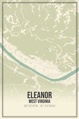 Retro US city map of Eleanor, West Virginia. Vintage street map.