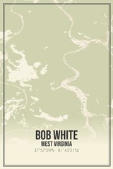 Retro US city map of Bob White, West Virginia. Vintage street map.