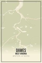 Retro US city map of Dawes, West Virginia. Vintage street map.