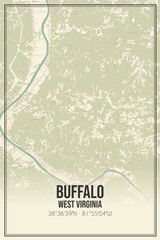Retro US city map of Buffalo, West Virginia. Vintage street map.