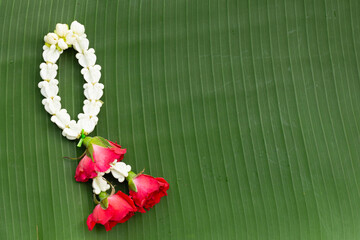Jasmine garland with rose flower