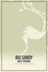 Retro US city map of Big Sandy, West Virginia. Vintage street map.